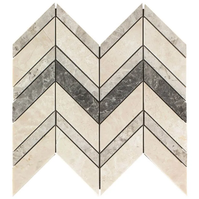 Pattern Mixed Chevron Marble Mosaic Tile - Polished