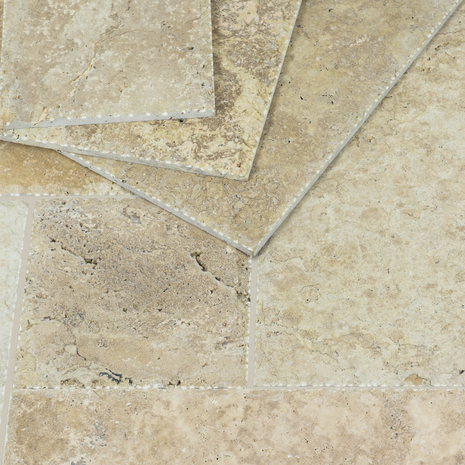 Rustico Travertine Tile - Unfilled & Brushed Chiselled Edge