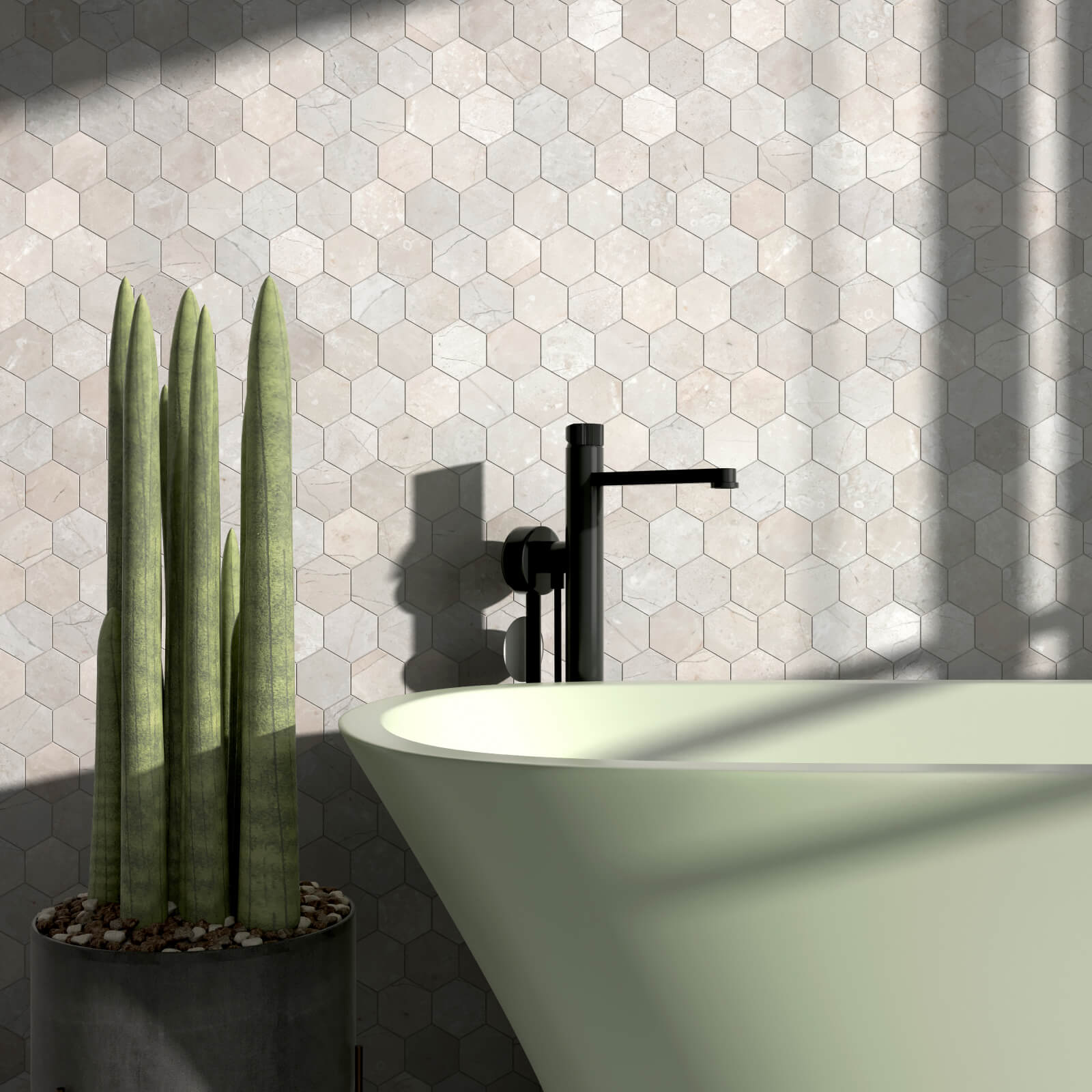 Crema Marfil Premium Hexagon Marble Mosaic Tile - Honed