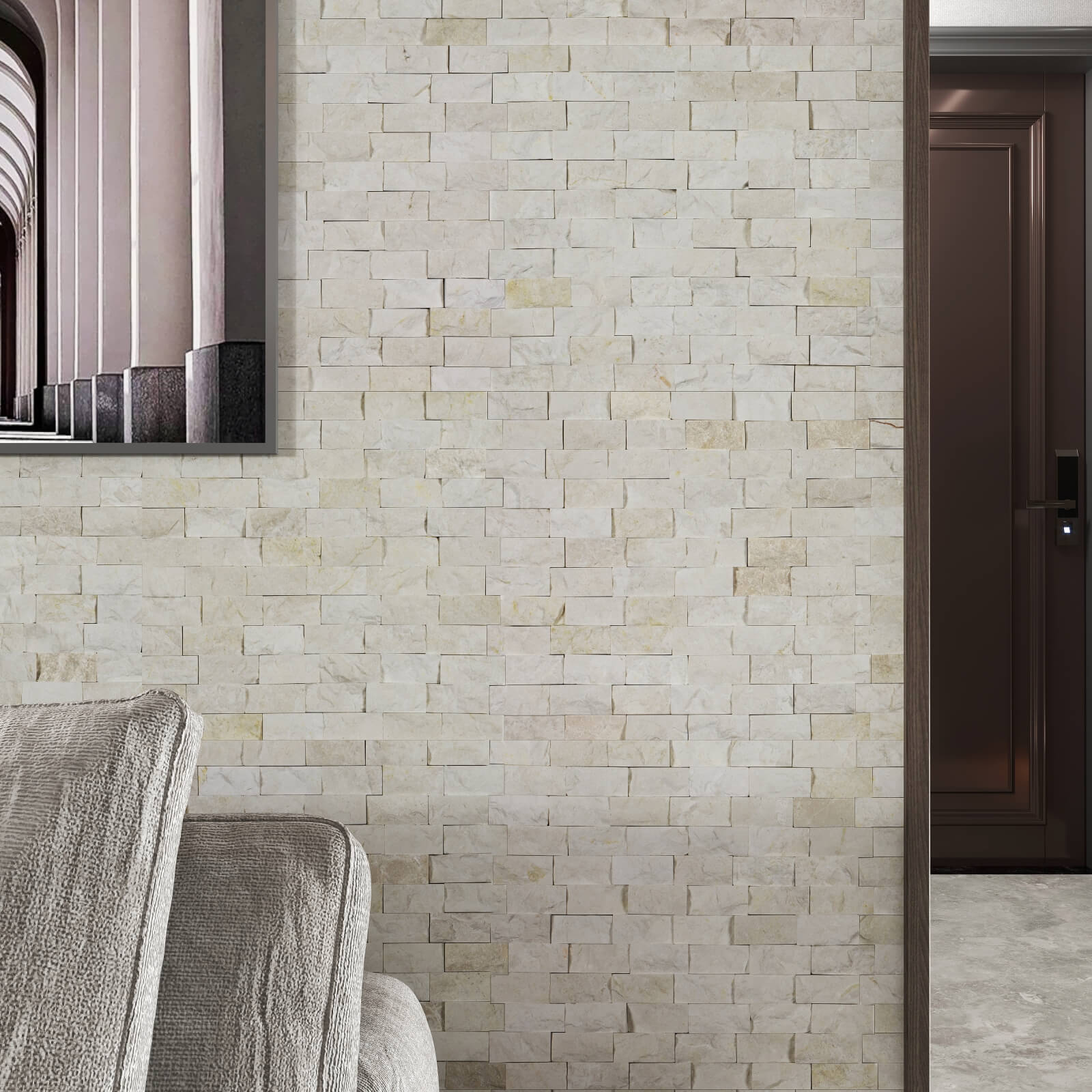 Crema Marfil Premium Marble Tile - Split Face