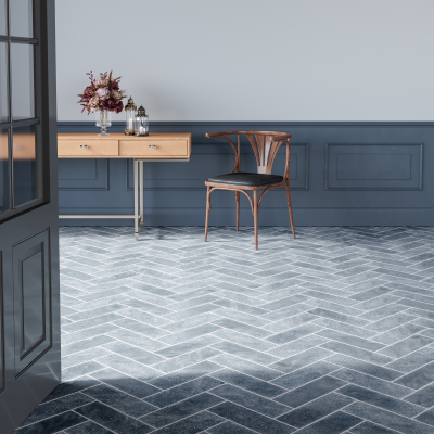 Blue Stone Herringbone Marble Tile-Tumbled