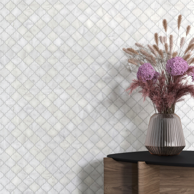 Carrara White Arabesque Marble Mosaic Tile-Honed