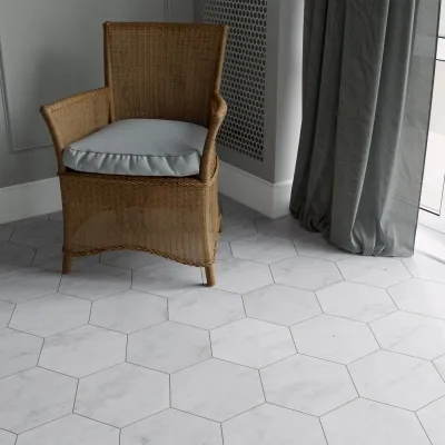 Carrara White Hexagon Marble Tile - Polished