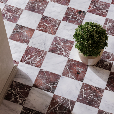 Rosso Vena Red Marble Tile-Honed