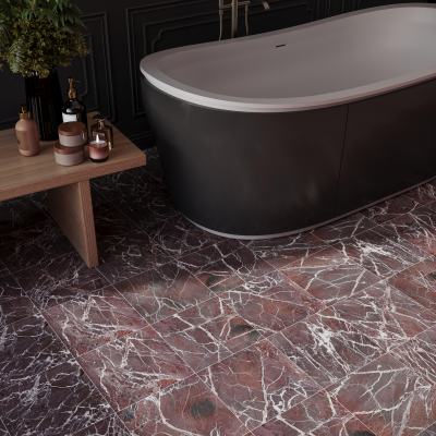 Rosso Vena Red Marble Tile-Polished