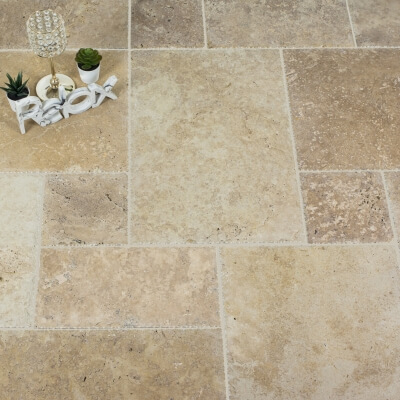 Rustico Travertine Tile - Unfilled & Brushed Chiselled Edge