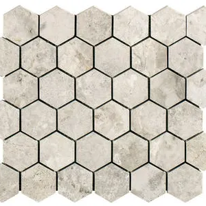 Silver Luna Hexagon Marble Mosaic Tile - Polished