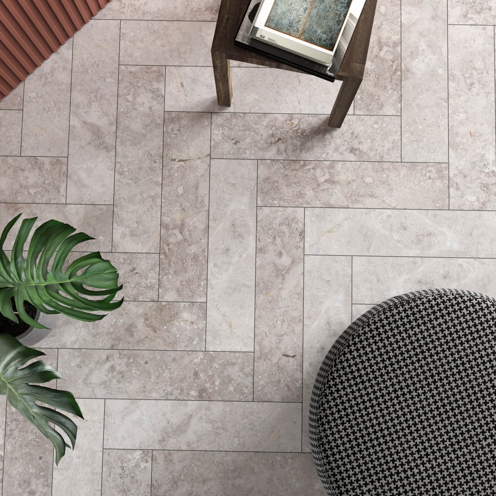 Silver Luna Herringbone Marble Tile Honed Stone Deals